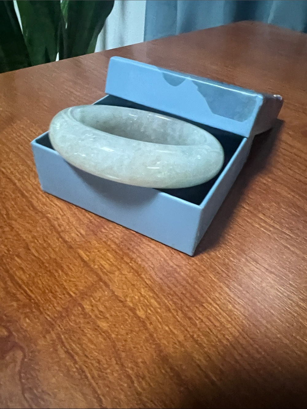 Jade Pale Green Round Bangle Bracelet
